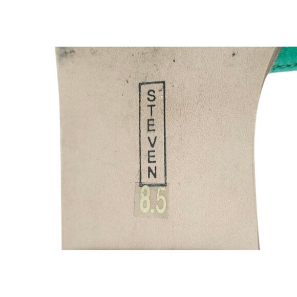 Steven New York Green Leather H Strap Slides Sandals Square Toe Women’s Size 8.5 - Picture 8 of 13